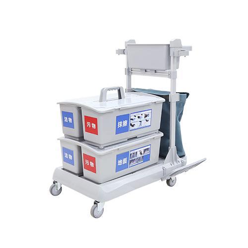 靈動(dòng)型平推系統(tǒng)清潔車(chē)，配垃圾袋，雙格桶x2，含標(biāo)貼 JD R223